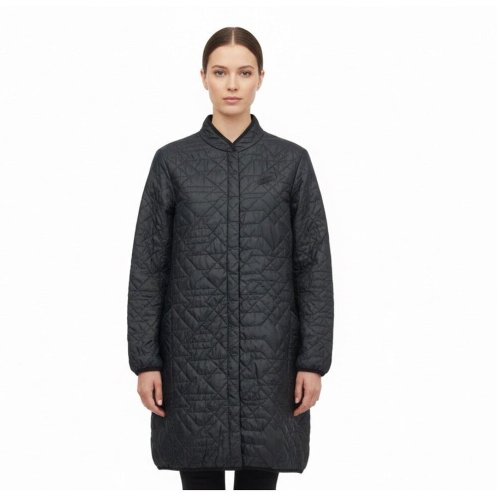 Nike Womens Black Quilted Bomber Jacket Lightweight Outerwear Casual Sz XL